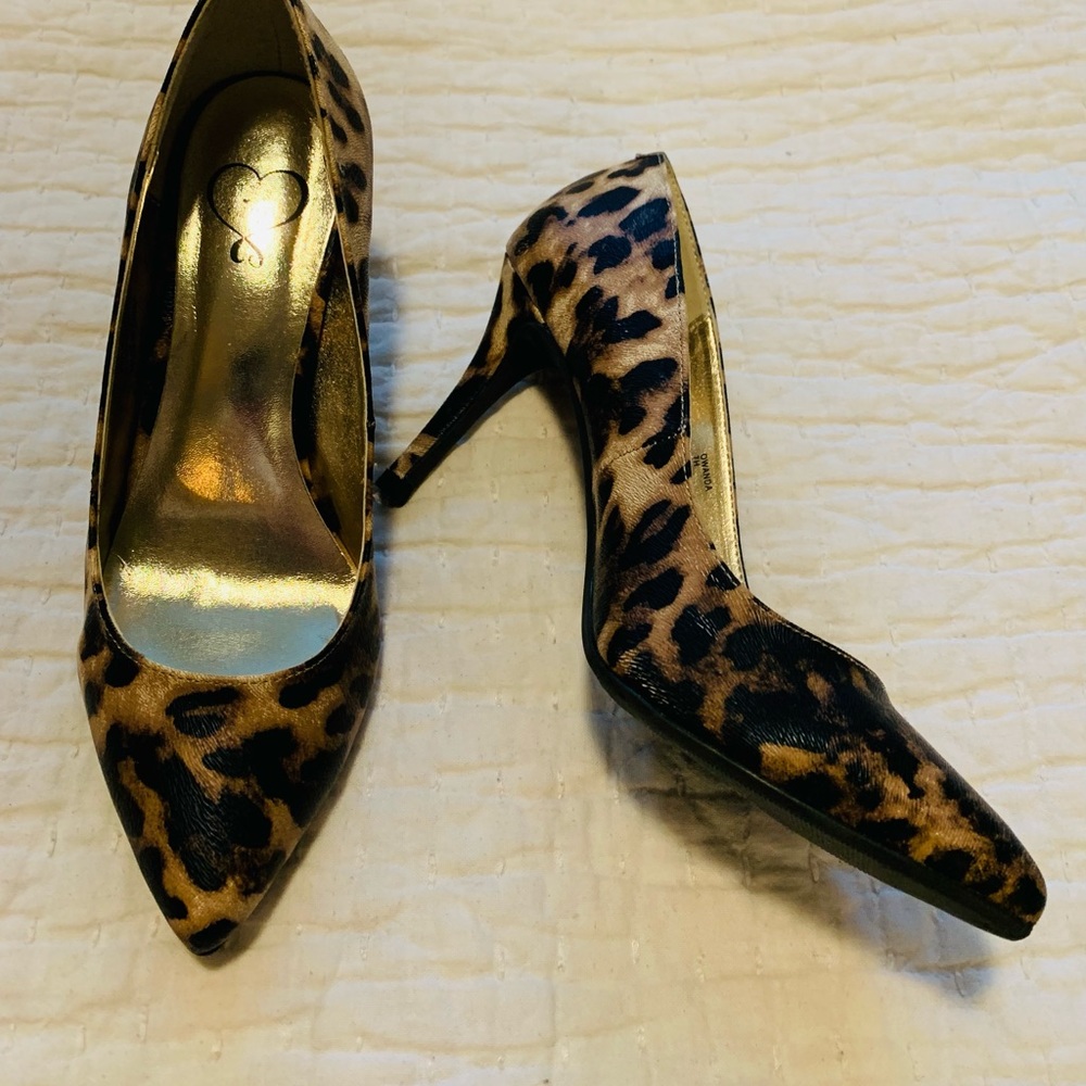 Leopard Print Heels, size: 7.5